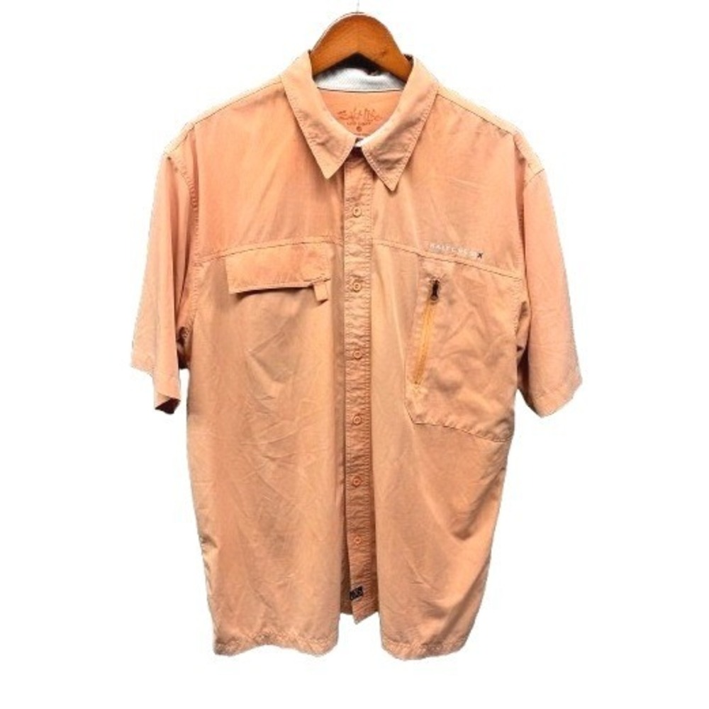 Salt Life Vented Fishing Button Down Shirt Mens L Peach Utility Outdoor Travel